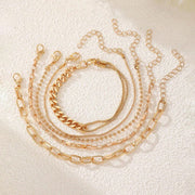 Stackable Set of 5 Gold Bracelets